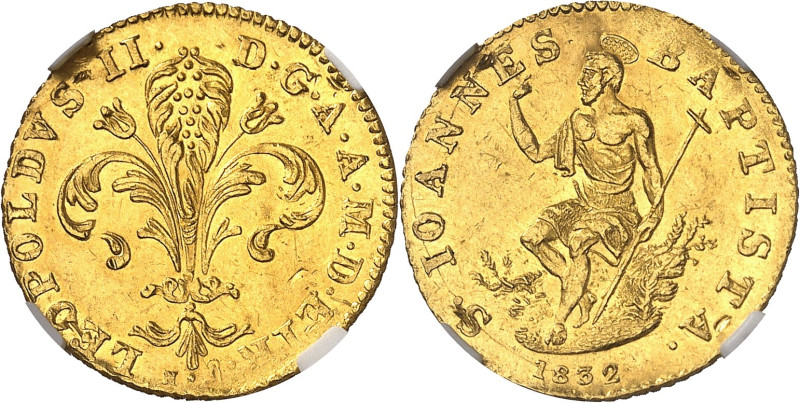 ITALIE
Toscane (Grand-duché de), Léopold II (1824-1859). Florin d’or 1832, Flor...