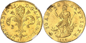 ITALIE
Toscane (Grand-duché de), Léopold II (1824-1859). Florin d’or 1832, Florence.
NGC UNC DETAILS MOUNT REMOVED (6389232-008).
Av. LEOPOLDVS. II...