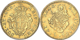ITALIE
Gênes, République (1528-1797). 48 lire 1793, Gênes.
PCGS AU58 (44786907).
Av. DUX. ET. GUB. - REIP. GENU. Écu couronné et soutenu par deux g...