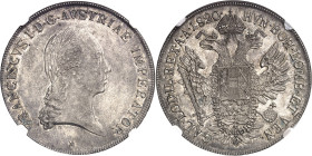 ITALIE
Lombardie-Vénétie, François Ier d’Habsbourg-Lorraine (1815-1835). Thaler de convention 1820, M, Milan.
NGC AU 58 (6141756-013).
Av. FRANCISC...