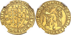 ITALIE
Naples (royaume de), Charles Ier d’Anjou (1266-1285). Salut ou carlin d’Or ND (1278-1285), Naples.
NGC MS 64 (5790008-005).
Av. + KAROL’. DE...