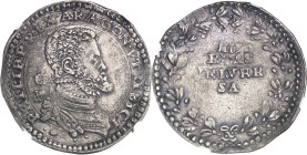 ITALIE
Naples et Sicile, Philippe II d’Espagne (1554-1598). Ducaton ND (1568-1570) GR-VP, Naples.
NGC XF 40 (6141773-019).
Av. PHILIP. REX. ARAGON....