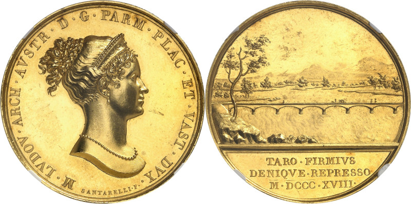 ITALIE
Parme, Marie-Louise (1815-1847). Médaille d’Or, construction du pont sur...