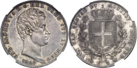 ITALIE
Savoie-Sardaigne, Charles-Albert (1831-1849). 5 lire 1849, ancre, Gênes.
NGC MS 61 (5784534-001).
Av. CAR. ALBERTVS. D. G. REX. SARD. CYP. E...
