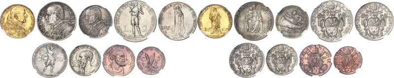 ITALIE
Vatican, Pie XI (1922-1939). Série de 9 monnaies (Mint set) 1930, R, Rom...
