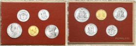 ITALIE
Vatican, Pie XII (1939-1958). Coffret de 5 monnaies de 100 lire Or, et 10, 5, 2 et 1 lire en aluminium, (Mint Set) 1948 - An X, Rome.
Av. PIV...
