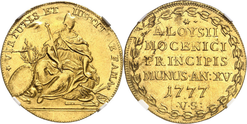 ITALIE
Venise, Alvise IV Mocenigo (1763-1778). Oselle de 4 sequins 1777 - An XV...