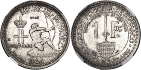 MONACO
Louis II (1922-1949). Essai de 1 franc en argent 1924, éclair, Poissy.
NGC UNC DETAILS CLEANED (5788890-047).
Av. HERCUL. MONOEC. Hercule av...