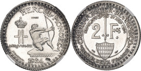 MONACO
Louis II (1922-1949). Essai de 2 francs en argent 1924, éclair, Poissy.
NGC MS 61 (5788890-048).
Av. HERCUL. MONOEC. Hercule avec son arc su...