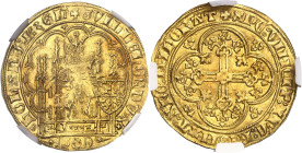 PAYS-BAS
Hollande (Comté de), Guillaume (VI) de Wittelsbach (1404-1417). Chaise d’Or ND (1404-1417), Dordrecht.
NGC MS 61 (6389235-048).
Av. + GVIL...