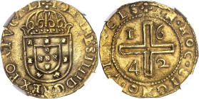 PORTUGAL
Jean IV (1640-1656). 4 cruzados (3000 réis) 1642, Lisbonne.
NGC MS 63 (5790008-023).
Av. * IOANNES IIII D G REX PORTVGALI. Écu couronné. ...