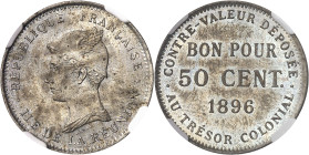 RÉUNION (ÎLE DE LA)
IIIe République (1870-1940). Bon pour 50 centimes 1896, Paris.
NGC MS 65 (5790006-089).
Av. RÉPUBLIQUE FRANÇAISE/ ILE DE LA RÉU...