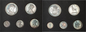 RHODÉSIE (ZIMBABWE)
Georges V (1910-1936). Coffret de 5 monnaies de 1/2 couronne, 2 shillings, 1 shilling, 6 pence et 3 pence sur Flans brunis (PROOF...