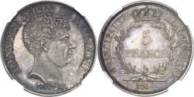 SUISSE
Neuchâtel (Principauté de), Alexandre Berthier (1806-1814). Épreuve de 5 francs à la date incomplète, refrappe postérieure 181- (1813), Paris....