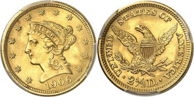 USA
République fédérale des États-Unis d’Amérique (1776-à nos jours). 2,5 dollars Liberty 1906, Philadelphie.
PCGS MS65 (43256195).
Av. Dans une bo...