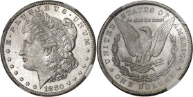 USA
République fédérale des États-Unis d’Amérique (1776-à nos jours). Morgan dollar 1880, CC, Carson City.
NGC MS 62 (6389235-067).
Av. E. PLURIBUS...