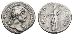 Römer Kaiserzeit
Hadrianus 117-138 AR Denar o.J. Av.: IMP CAES TRAIAN HADRIANVS AVG, sein Kopf mit Lorbeerkranz nach rechts, Rv.: P M TR P COS III, P...