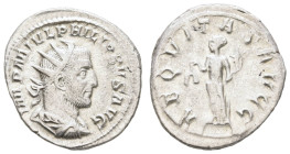 Römer Kaiserzeit
Philippus I. Arabs, 244-249 AR Antoninian 244-247 n. Chr. Rom Av.: IMP M IVL PHILIPPVS AVG, Büste mit Strahlenkrone in Panzer und Pa...