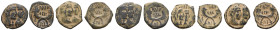 Orient Nabathaea
Aretas IV. (9. v. Chr. - 40 n. Chr.) Æ 17-39 Petra Lot aus 5 Stücken, Prägungen mit Königin Shuqailat, Av.: gestaffelte Büsten des K...