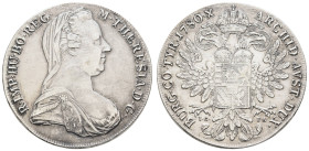 bis 1799 Habsburg
Maria Theresia, 1740-1780 Taler 1780 (1795-1853) Wien Kratzer Hafner 19a 27.83 g. vz
