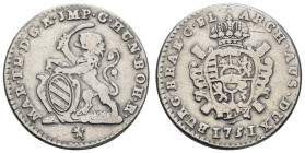 bis 1799 Habsburg
Maria Theresia, 1740-1780 Double Escalin 1751 Brügge van Houdt 819 van Keymeulen 198 9.27 g. ss