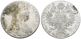 bis 1799 Habsburg
Maria Theresia, 1740-1780 Taler 1780 (1815-1828) Mailand Kratzer und Beläge Hafner 36a 27.53 g. vz-