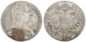 bis 1799 Habsburg
Maria Theresia, 1740-1780 Taler 1780 (1815-1828) Mailand Beläge und Kratzer Hafner 36a 27.64 g. ss