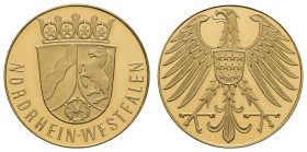 Gold-, Platin- und Palladiummedaillen Deutschland
Allgemein ohne Jahr Nordrhein-Westfalen, ungepunzte Goldmedaille (vermutlich 900er), Av.: Wappen, R...
