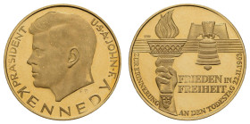 Gold-, Platin- und Palladiummedaillen Personenmedaillen
Kennedy 1963 900er Goldmedaille im Dukatengewicht anlässlich seines Todes, Av.: Kopf nach lin...