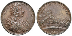 Sonstige Medaillen Deutschland
Hessen-Kassel 1704 von Ph. H. Müller, Friedrich I., 1730-1751, seit 1720 König von Schweden, auf die Einnahme von Gräf...