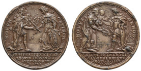 Sonstige Medaillen Deutschland
Preußen 1707 Friedrich I. (1713†), Bronzemedaille, möglicherweise späterer Guss, von G. Hautsch, auf die Erlangung des...
