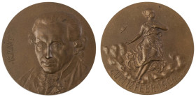 Sonstige Medaillen Personenmedaillen
Kant 1904 Bronzemedaille von A. M. Wolff auf seinen 100. Todestag, Av.: Brustbild halblinks, Rv.: auf Wolken sch...