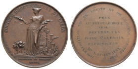 Sonstige Medaillen Städtemedaillen
Lüttich 1837 Kupfermedaille von J. Leclercq, Av.: SOCIÉTÉ D’HORTICULTURE DE LIÉGE, auf eine Säule gestützte Frauen...