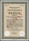 Deutschland Deutsches Reich
Besatzungsausgaben WK II - Allgemein 50 Reichsmark 1941 Ehestandsdarlehen, Bedarfsdeckungsschein über 50 RM, Straßburg, 2...