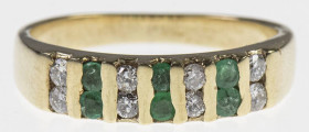 Smaragd Brillant Ring, Brillant lt. Kundenangabe mit 0,24 ct, .585 3.61 g.