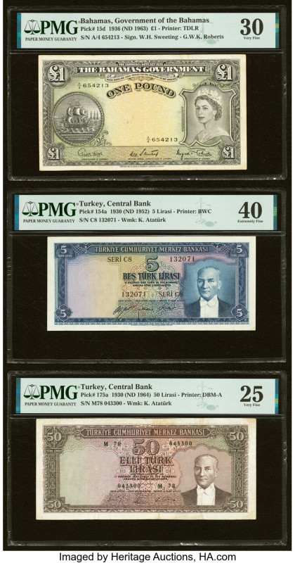 Bahamas Bahamas Government 1 Pound 1936 (ND 1963) Pick 15d PMG Very Fine 30; Tur...