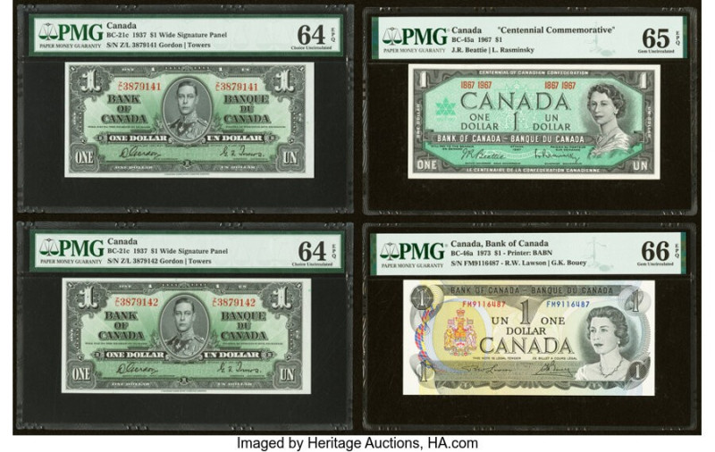 Canada Bank of Canada Group Lot of 7 Examples PMG Gem Uncirculated 66 EPQ (3); G...