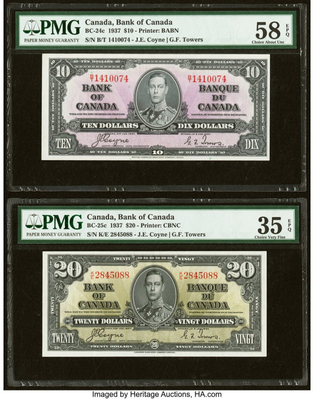 Canada & France Group Lot of 4 Examples PMG Choice About Unc 58 EPQ; About Uncir...