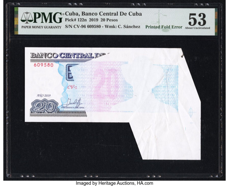 Printed Fold Error Cuba Banco Central de Cuba 20 Pesos 2019 Pick 122n PMG About ...