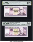 Serial Numbers 2 & 3 Cuba Banco Central de Cuba 50 Pesos 2020; 2016 Pick 123n; 123k Two Examples PMG Superb Gem Unc 67 EPQ; Choice Uncirculated 64 EPQ...