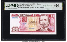 Serial Number 1 Cuba Banco Central de Cuba 100 Pesos 2017 Pick 129i PMG Choice Uncirculated 64. 

HID09801242017

© 2022 Heritage Auctions | All Right...