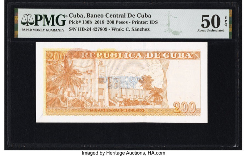 Offset Printing Error Cuba Banco Central de Cuba 200 Pesos 2018 Pick 130b PMG Ab...