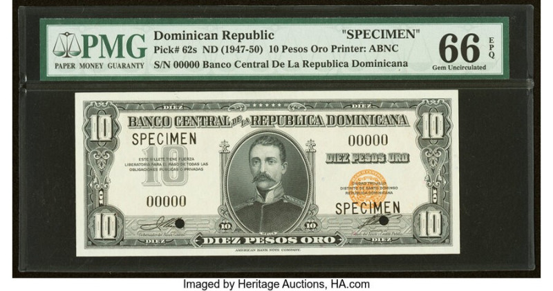 Dominican Republic Banco Central de la Republica Dominicana 10 Pesos Oro ND (194...