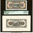 El Salvador Banco Agricola Comercial 1; 2 Colones ND (1922); 1.3.1922 Pick S109p; S110p Two Proofs PCGS Gem New 65PPQ; About Uncirculated. POCs are pr...