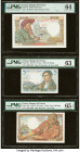 France Banque de France Group Lot of 5 Examples PMG Gem Uncirculated 65 EPQ; Choice Uncirculated 64 (2); Choice Uncirculated 63 (2). Pinholes are note...