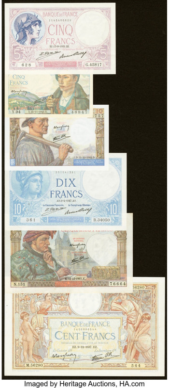 France Group Lot of 9 Examples Very Fine-About Uncirculated. Stains and pinholes...
