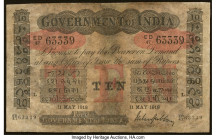 India Government of India 10 Rupees 11.5.1918 Pick A10i Fine. Scraps of a genuine note blended with a copy. No Returns on this lot for any reason. 

H...