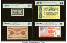 Russia, Scotland & Singapore Group Lot of 4 Examples PMG Choice About Unc 58 EPQ; About Uncirculated 55 EPQ; About Uncirculated 55; About Uncirculated...