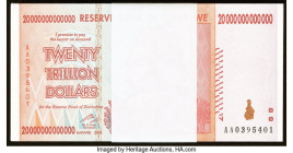 Zimbabwe Reserve Bank of Zimbabwe 20 Trillion Dollars 2008 Pick 89 One Hundred Examples Crisp Uncirculated. 

HID09801242017

© 2022 Heritage Auctions...