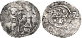 Medieval coins 
POLSKA / POLAND / POLEN / SCHLESIEN

Bolesław III Krzywousty. Denar (1102-1138) 

Aw.: Biskup z księgą i rycerz z włóczniąRw.: Ma...